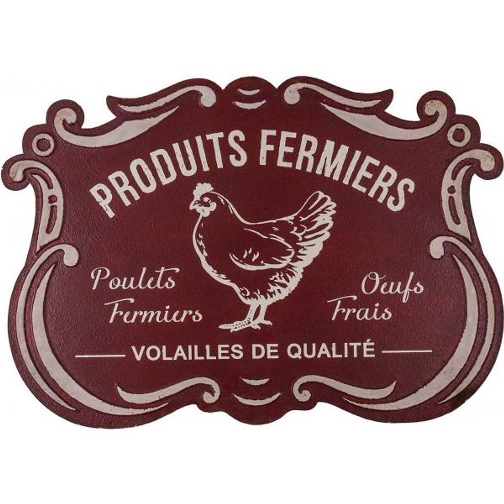Plaque métallique découpée style rétro produits fermiers