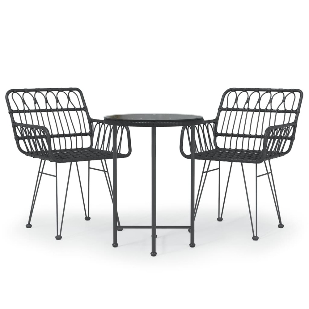 Ensemble à manger de jardin 3 pcs noir résine tressée