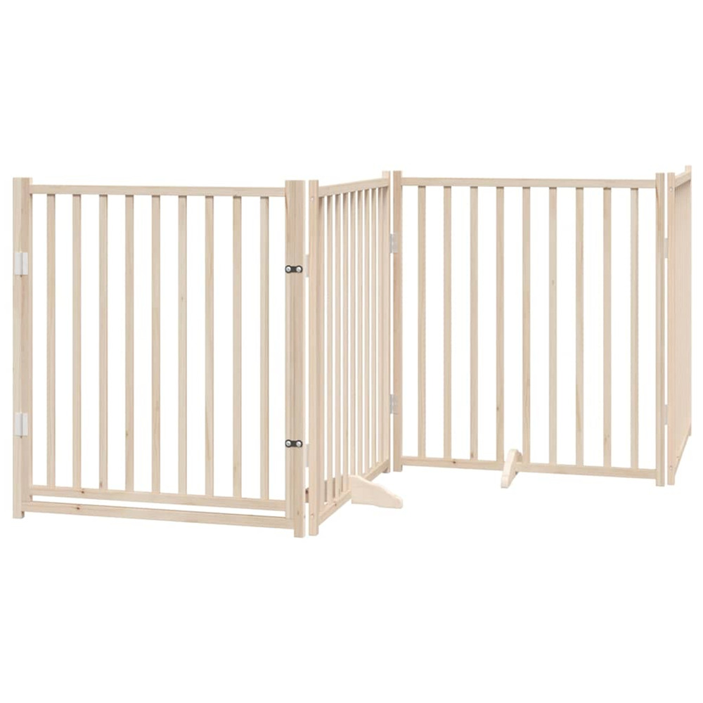 Barrière pour chien avec porte pliable 4 panneaux 320 cm bois massif sapin