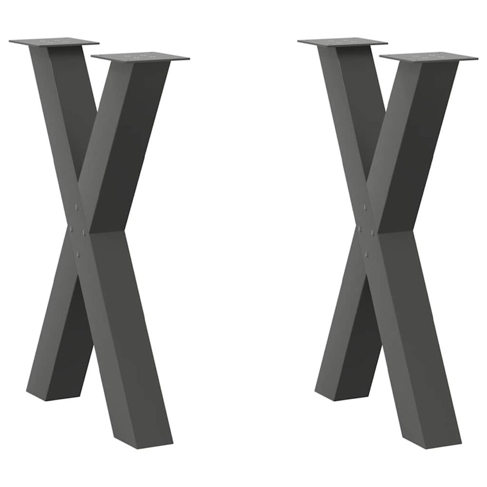Pieds de table à manger en forme de x 2 pièces anthracite 50 x (72-73) cm acier