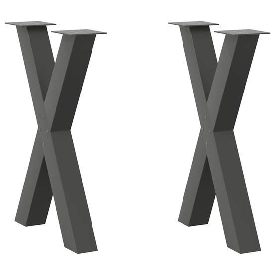 Pieds de table à manger en forme de x 2 pièces anthracite 50 x (72-73) cm acier