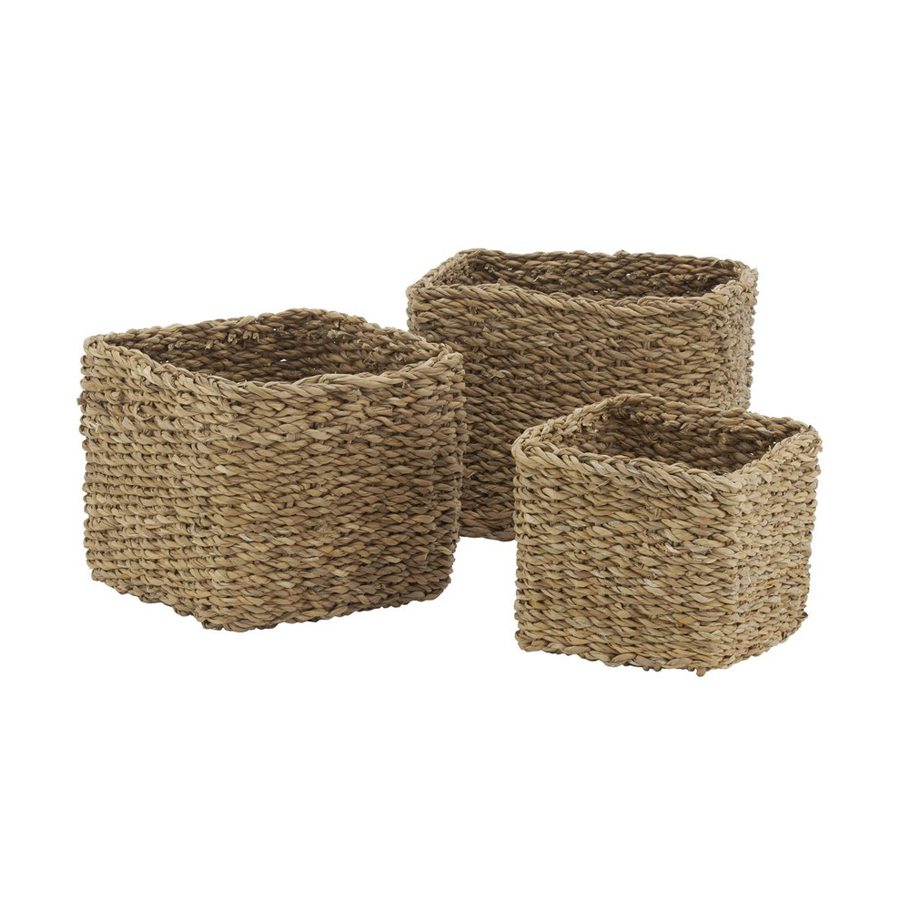 Série de 3 cache-pots en jonc naturel (lot de 3)