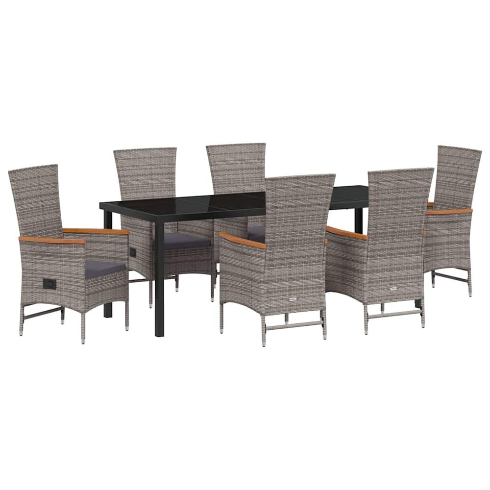 Ensemble de salle à manger pour jardin 7 pc gris