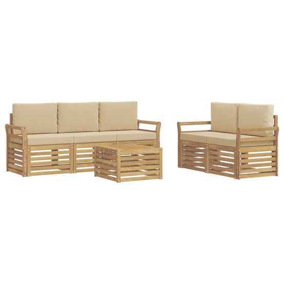 Ensemble de canapés d'extérieur 6 pc blanc et beige polyester