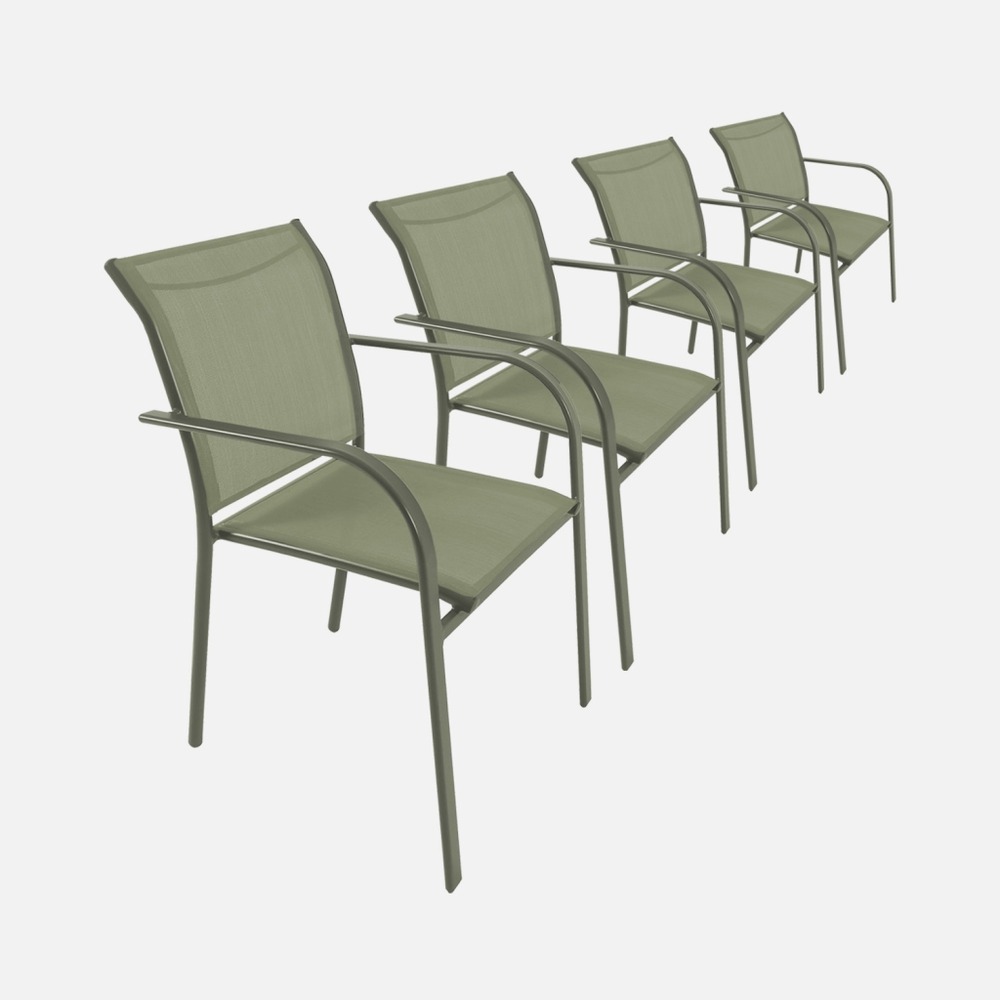 Lot de 4 fauteuils de jardin amara en aluminium et textilene, 62 x 55 x 84 cm