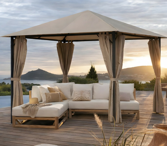 Tonnelle 3x3m - acier - taupe - khefren