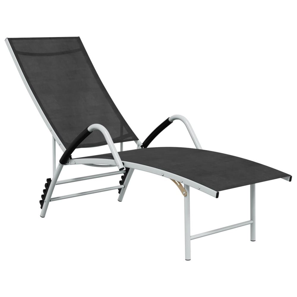 Chaise longue textilène et aluminium noir bain de soleil