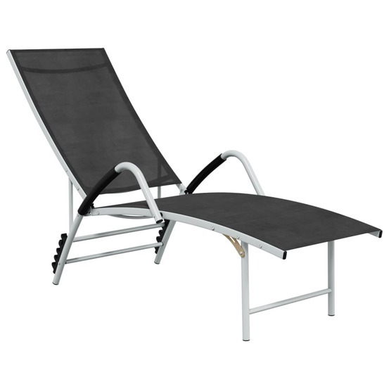 Chaise longue textilène et aluminium noir bain de soleil