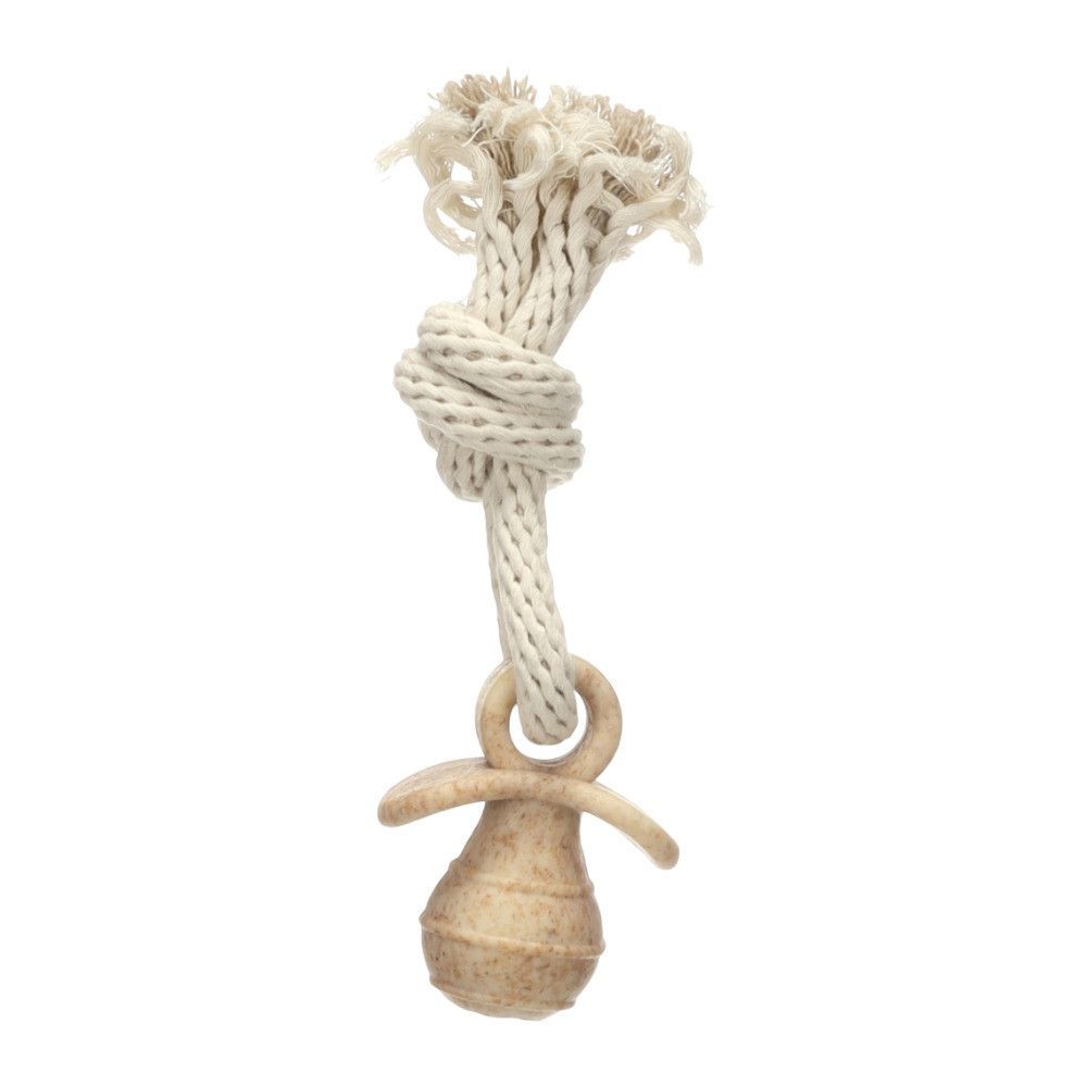 Jouet wilga tétine avec corde pour chien, tpr et bambou, 24 cm - flamingo