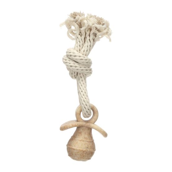Jouet wilga tétine avec corde pour chien, tpr et bambou, 24 cm - flamingo