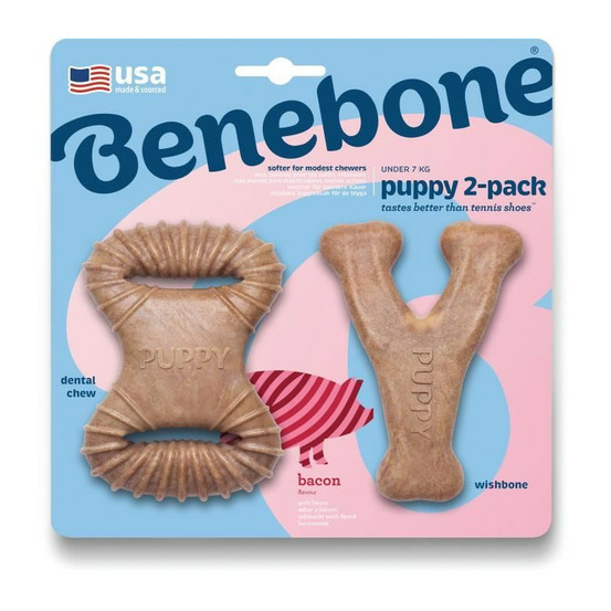 Benebone - jouet a mâcher dentaire pour chiots puppy 2-pack dental chew/wishbone 10cm -