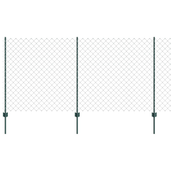 Clôture en chaîne extérieure avec poteau 25 x 1,2 m vert maille