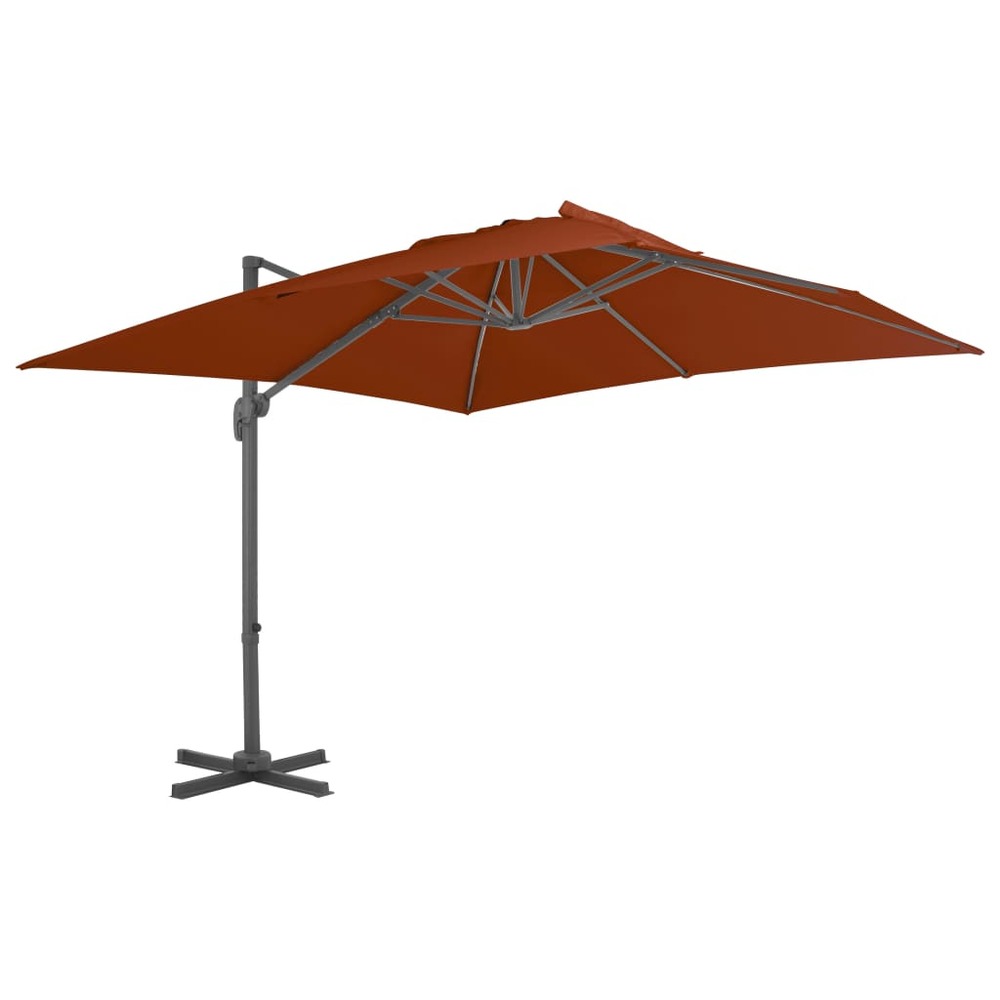 Parasol déporté avec mât en aluminium 300 x 300 cm terre cuite