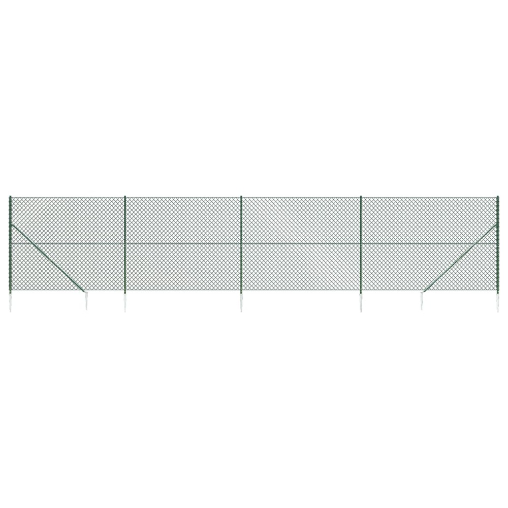 Clôture à mailles losangées avec piquet d'ancrage vert 1,8x10 m