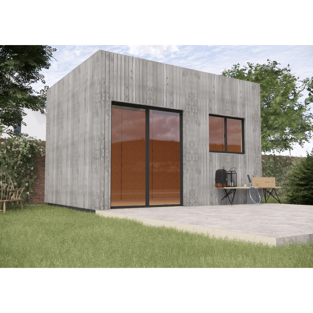 Studio de jardin 4 saisons en bois 4,4 x 3,5 x 3,2 m / isolation re2020 avec plancher isolé / menuiseries alu k-line