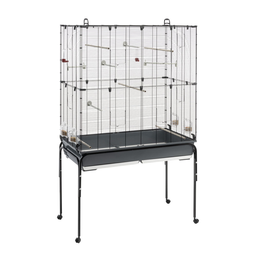 Ferplast cage oiseaux planeta, volière, perruche, canari, petits oiseaux, avec mangeoire et accessoires, support à roulettes