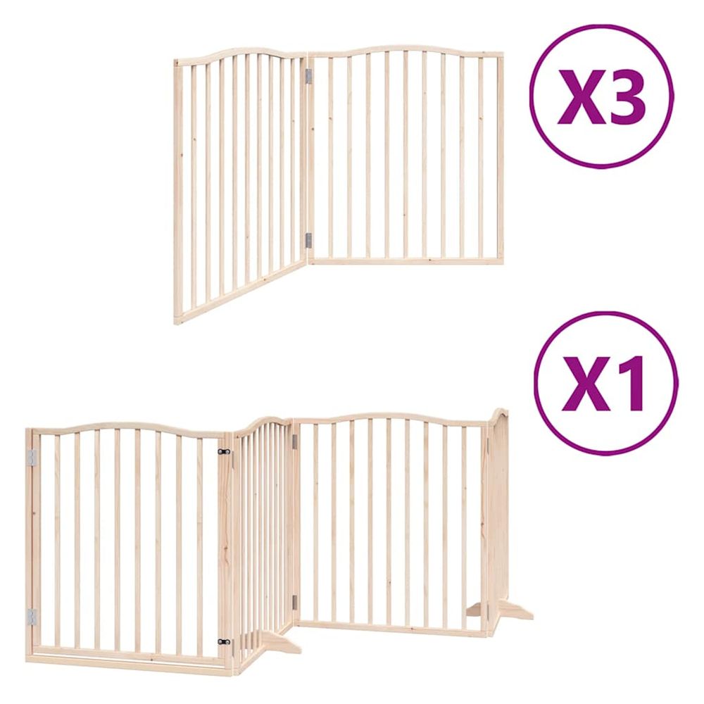 Barrière pour chien porte pliable 10 panneaux bois de peuplier