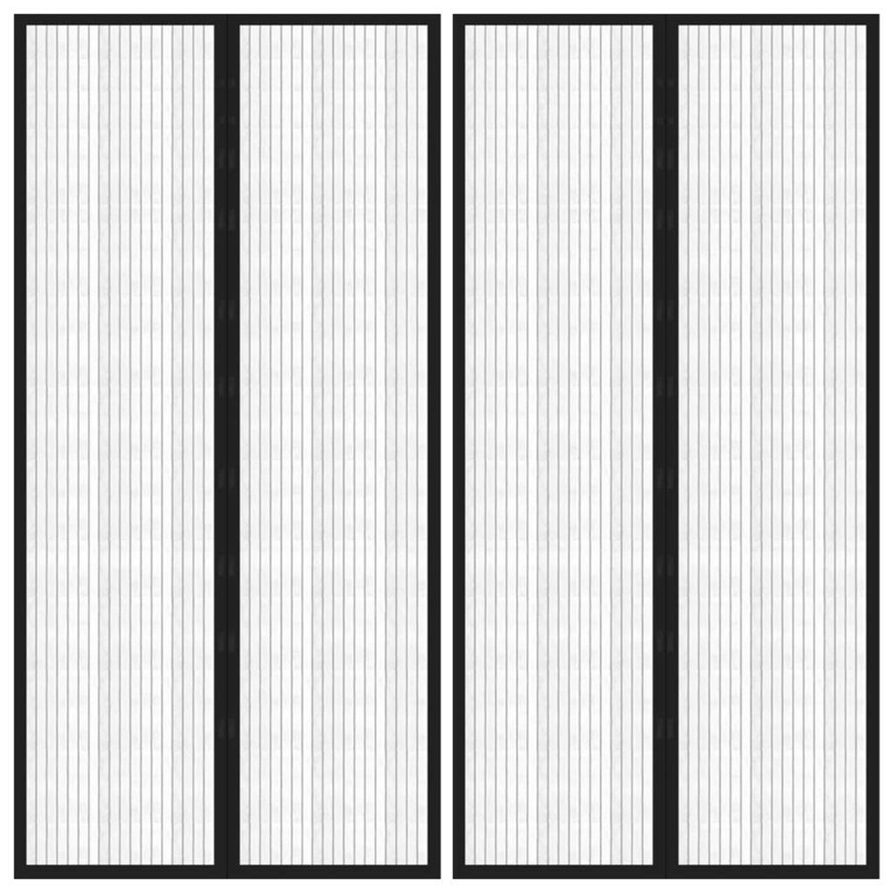 Rideaux de porte anti-insectes 2 pcs et aimants noir 220x100 cm