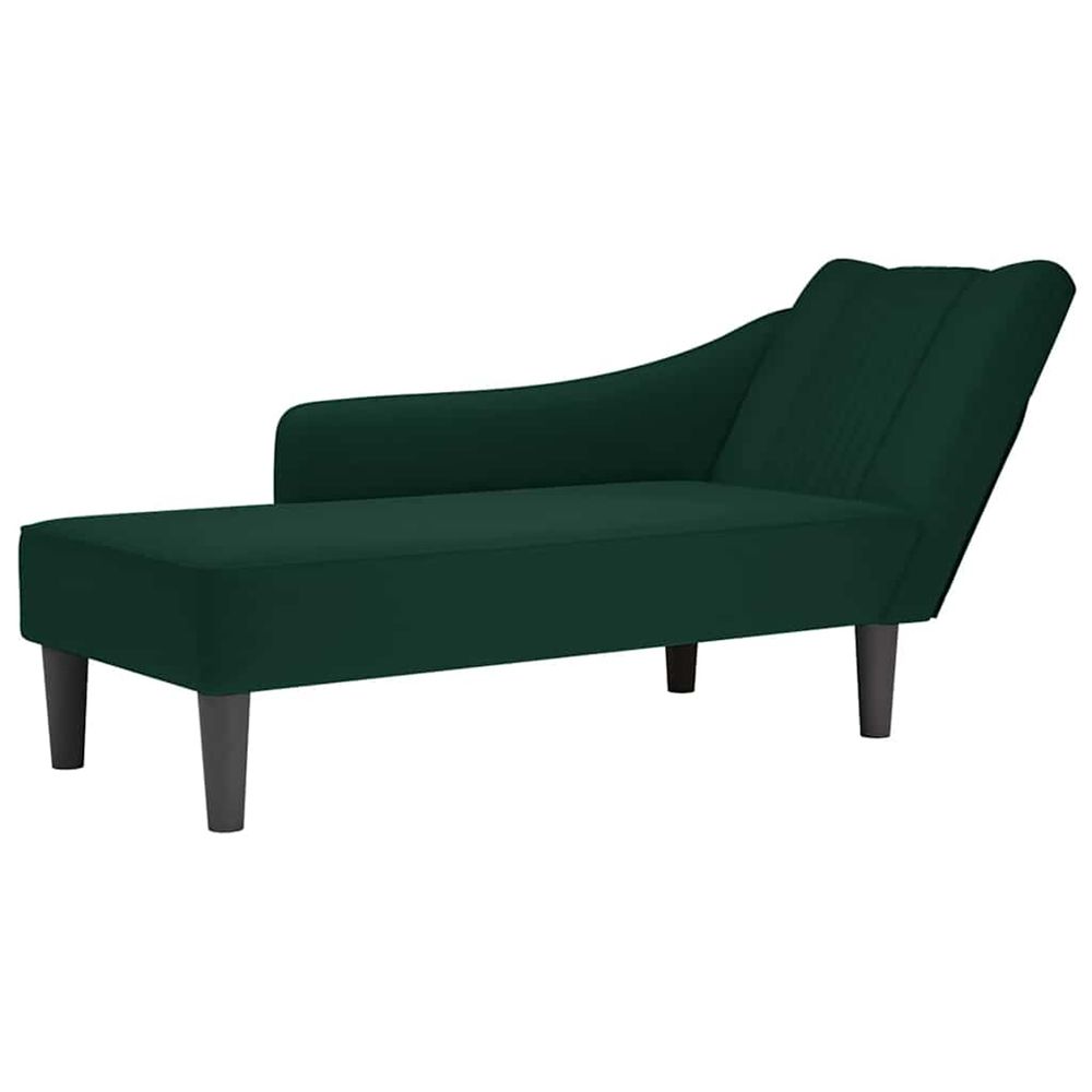 Fauteuil long avec accoudoir droit vert foncé velours