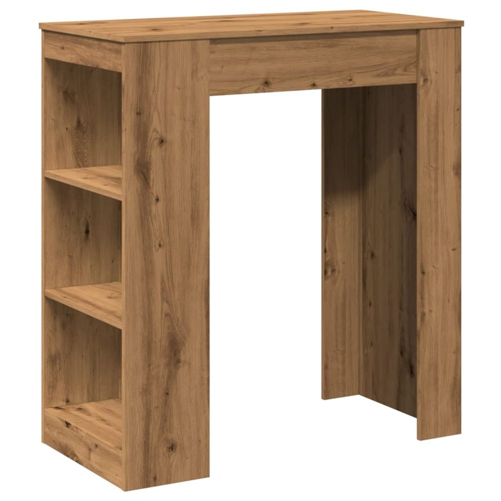 Table de bar avec étagères chêne artisanal bois d'ingénierie