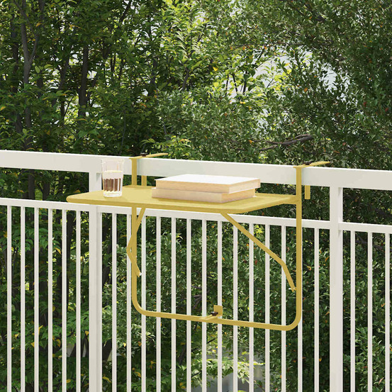 Table suspendue de balcon doré 60 x 39 x 65 cm acier