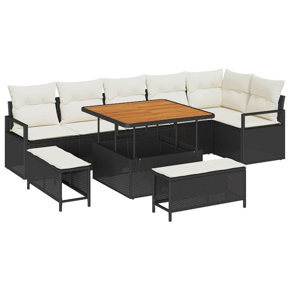Ensemble de canapé de jardin 9 pc noir poly rotin