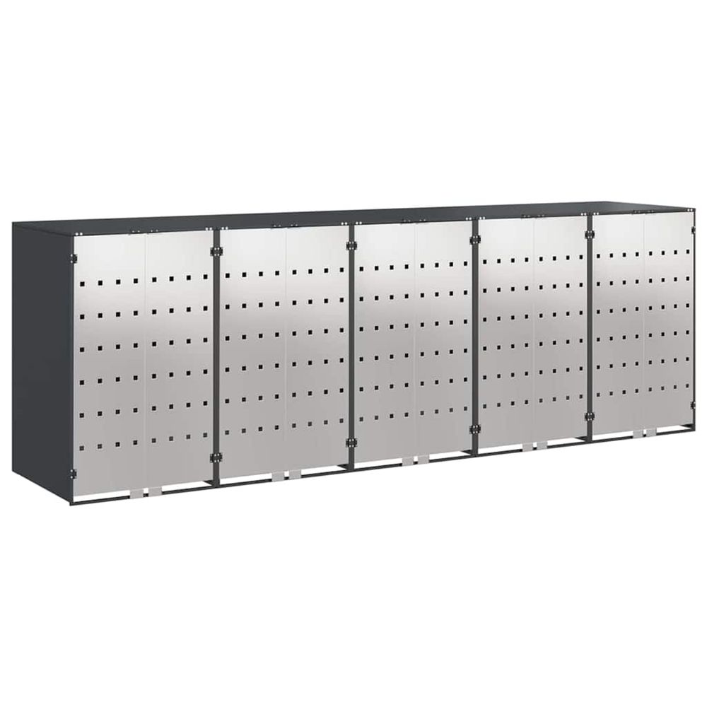 Rangement de poubelle à roulettes pour 3 poubelles anthracite