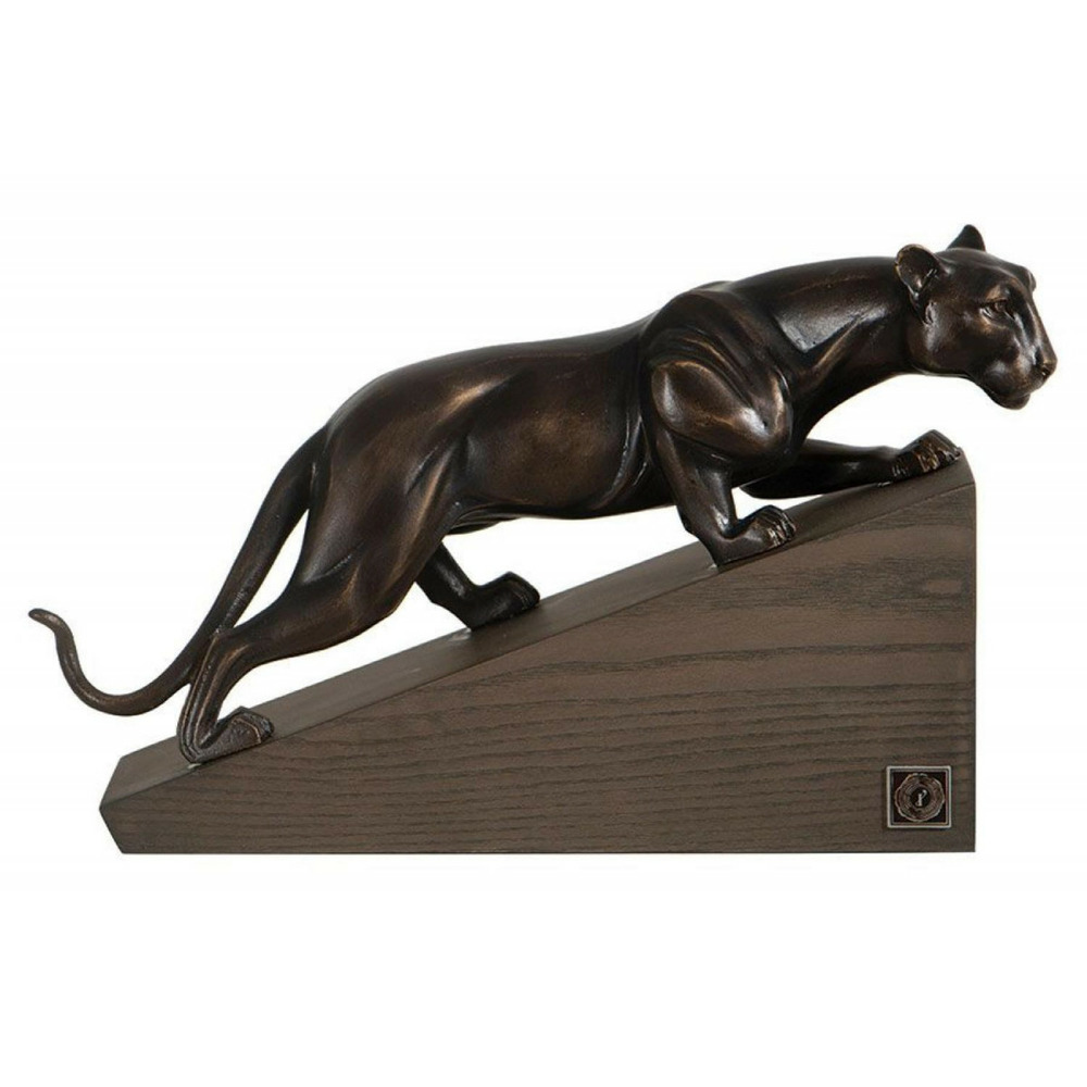 Statue félin sur socle résine marron - chic interior's