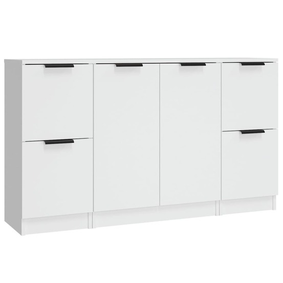 Buffet bahut commode armoire meuble de rangement organisateur cuisine salle de séjour salons 3 pcs bois d'ingénierie blanc 02
