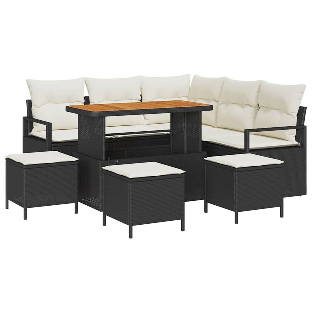 Ensemble de canapé de jardin 9 pc noir polyrotin