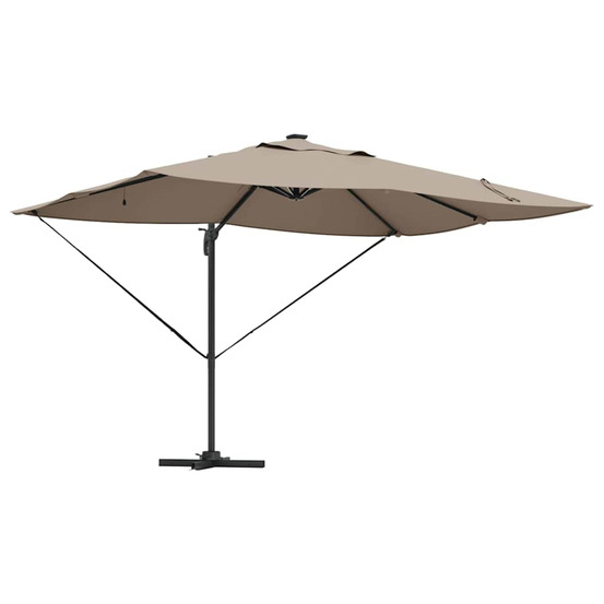 Parasol roma à bras déporté taupe et noir 352 x 251 x 265 cm