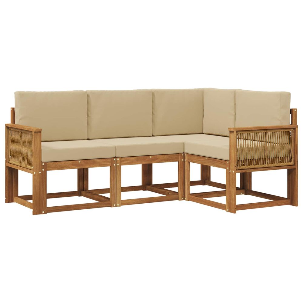 Ensemble de canapés d'extérieur 4 pc naturel et beige polyester