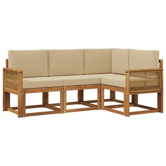 Ensemble de canapés d'extérieur 4 pc naturel et beige polyester