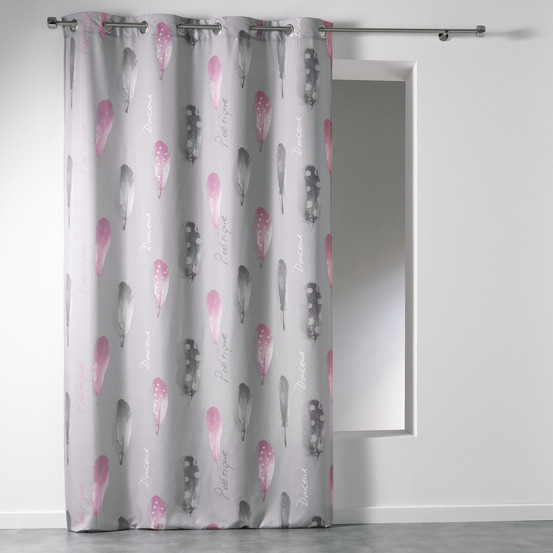 Rideau a oeillets microfibre poetique gris