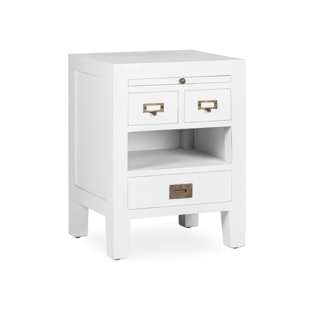 Table de chevet 3 tiroirs bronze bois blanc - mélicia décoration d'autrefois