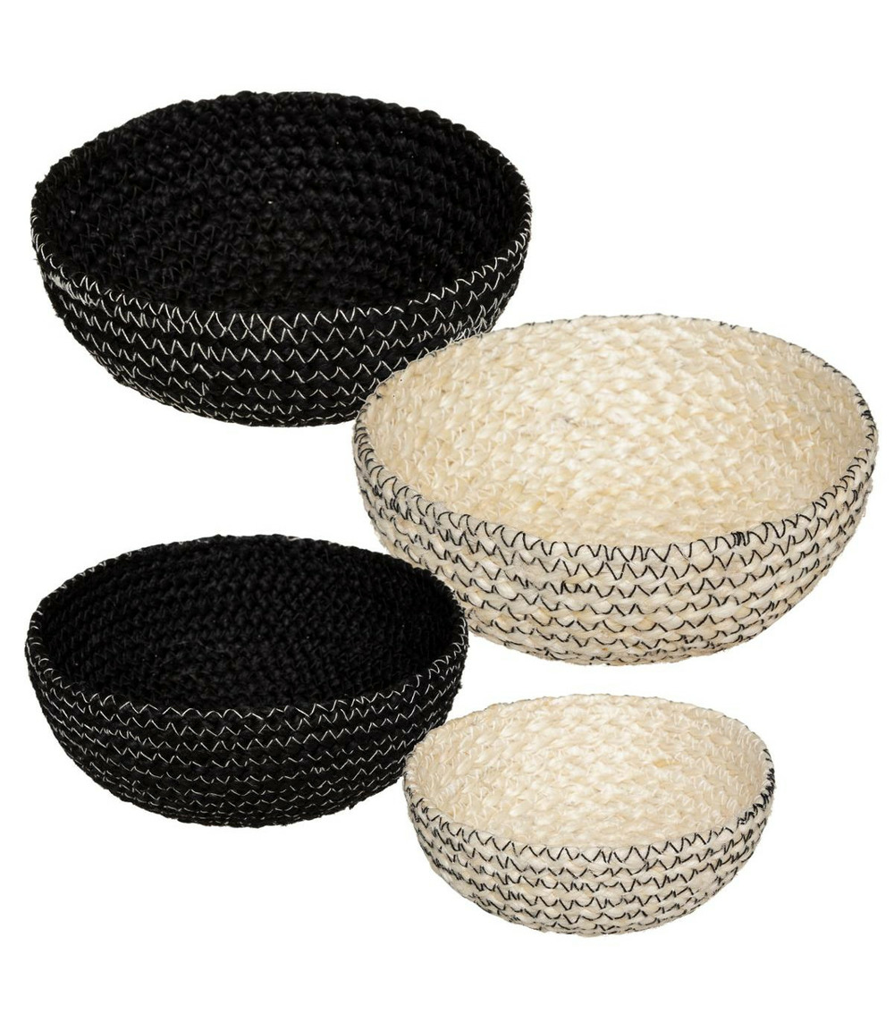 Lot de 4 coupelles décoratives en jute