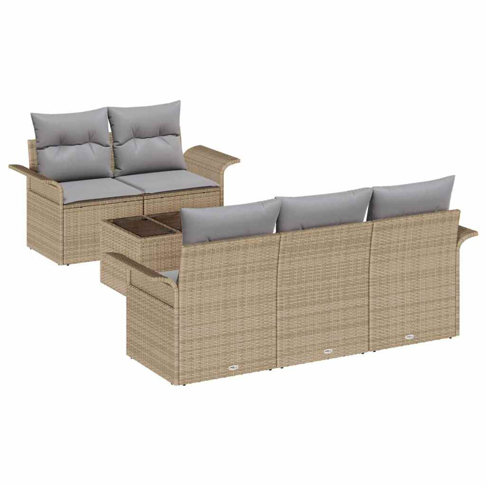 Ensemble de canapé de jardin avec coussin 6 pcs beige et gris