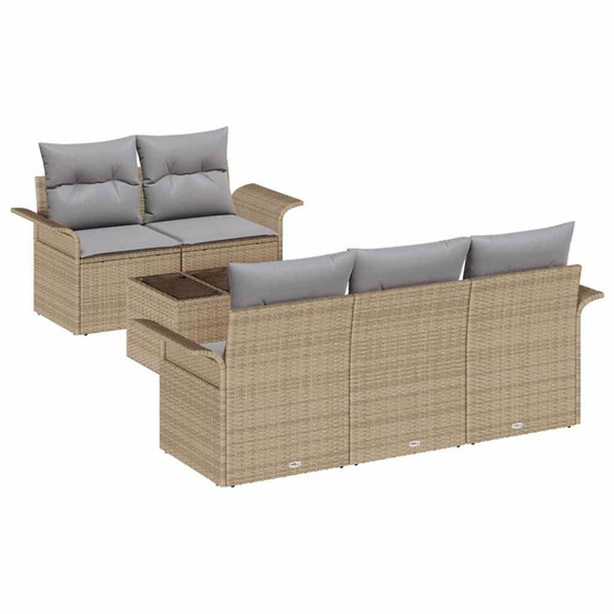 Ensemble de canapé de jardin avec coussin 6 pcs beige et gris