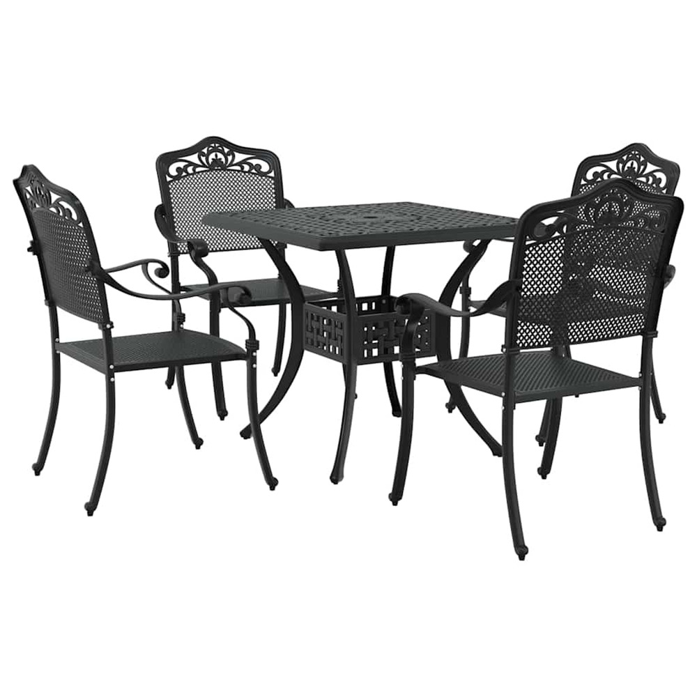 Ensemble de tables de jardin 5 pcs noir aluminium coulé