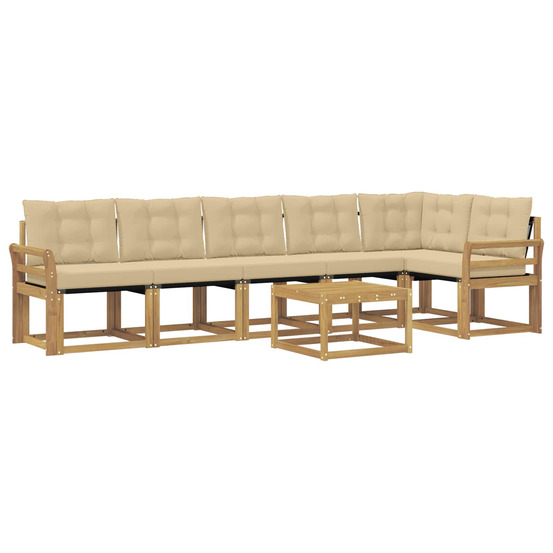 Ensemble de canapés d'extérieur 7 pcs blanc et beige