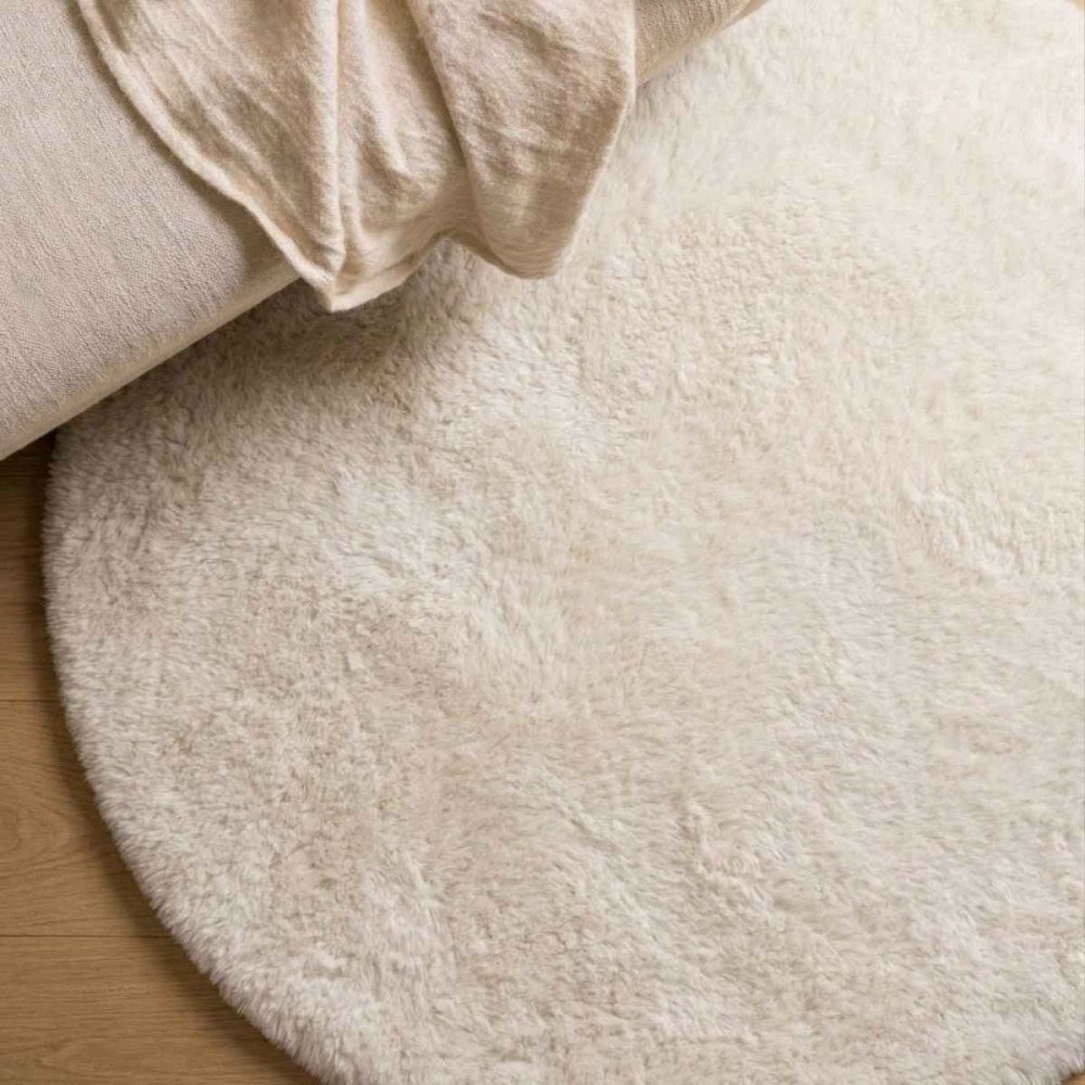 Tapis fourrure beige antidérapant d90cm