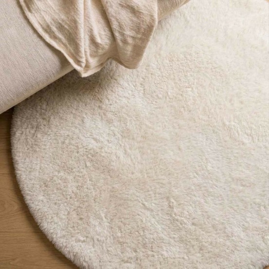 Tapis fourrure beige antidérapant d90cm