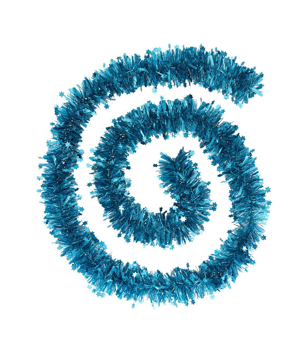Guirlande de noël large 10 cm avec étoiles laser turquoise longueur 2 mètres