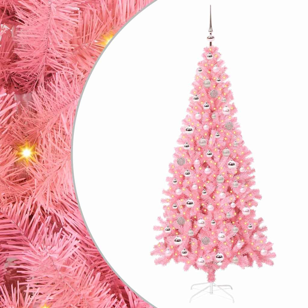 Sapin de noël avec 300 led avec support rose 210 cm pvc