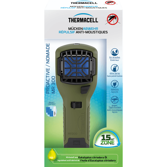Thermacell diffuseur répulsif anti moustiques & moustiques tigres portable - protection 15m² - inodore - recharges 12h incluses