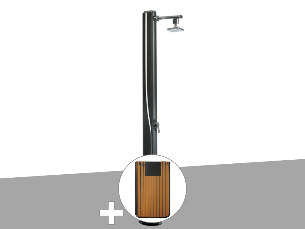 Douche solaire 25 l solaris luxe + plancher solaire bois teck Truffaut