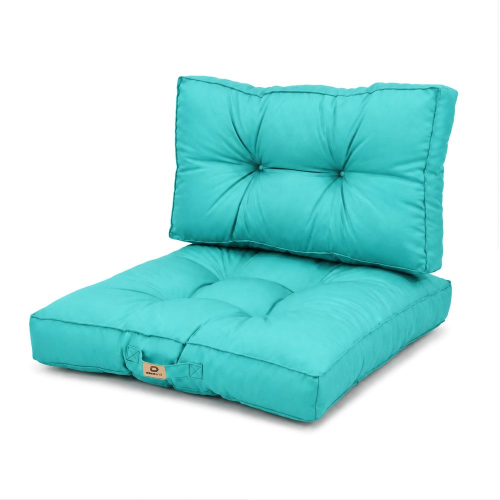 Coussins pour salon de jardin capitonné 60x60cm bleu caraïbes