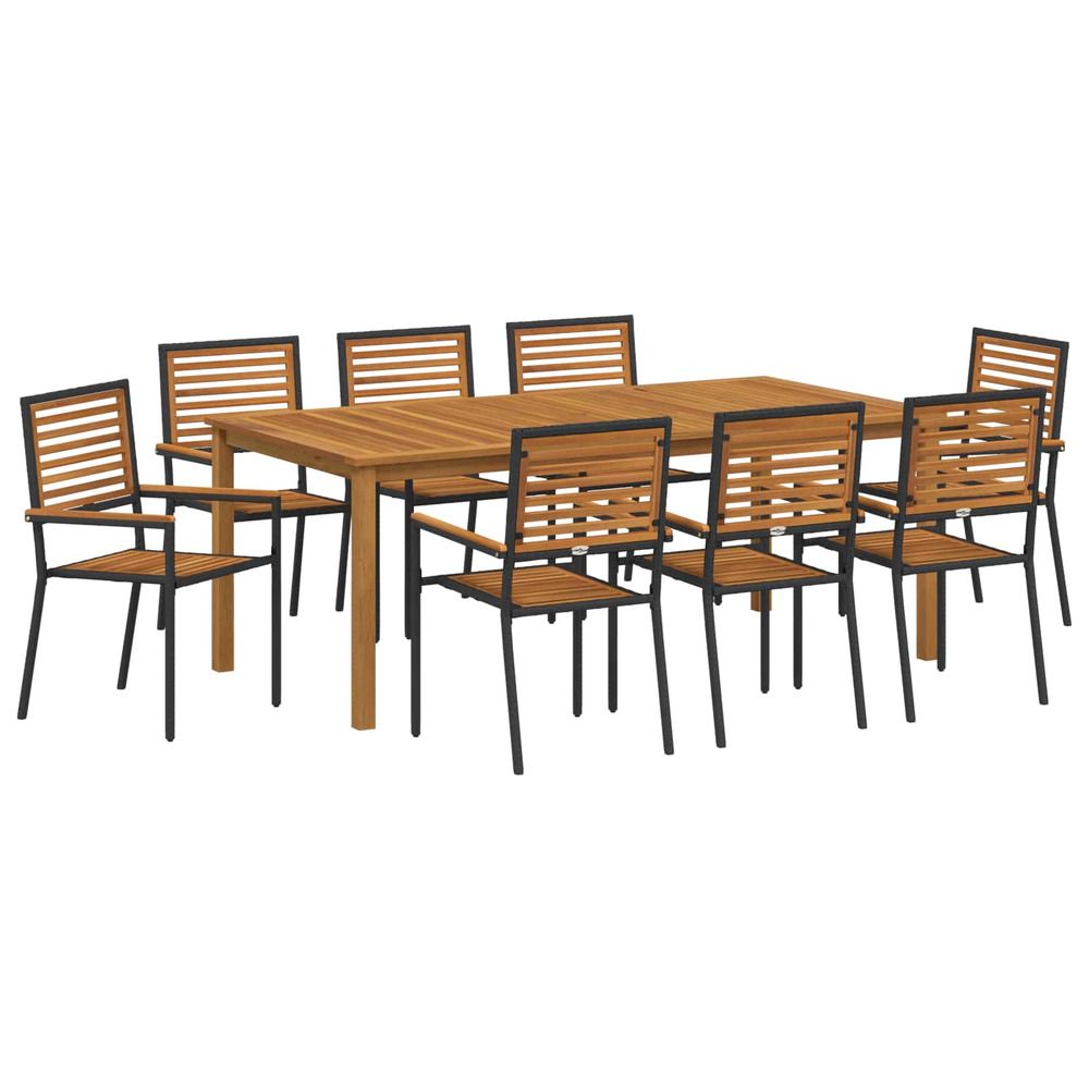 Ensemble de salle à manger pour jardin 9 pc noir