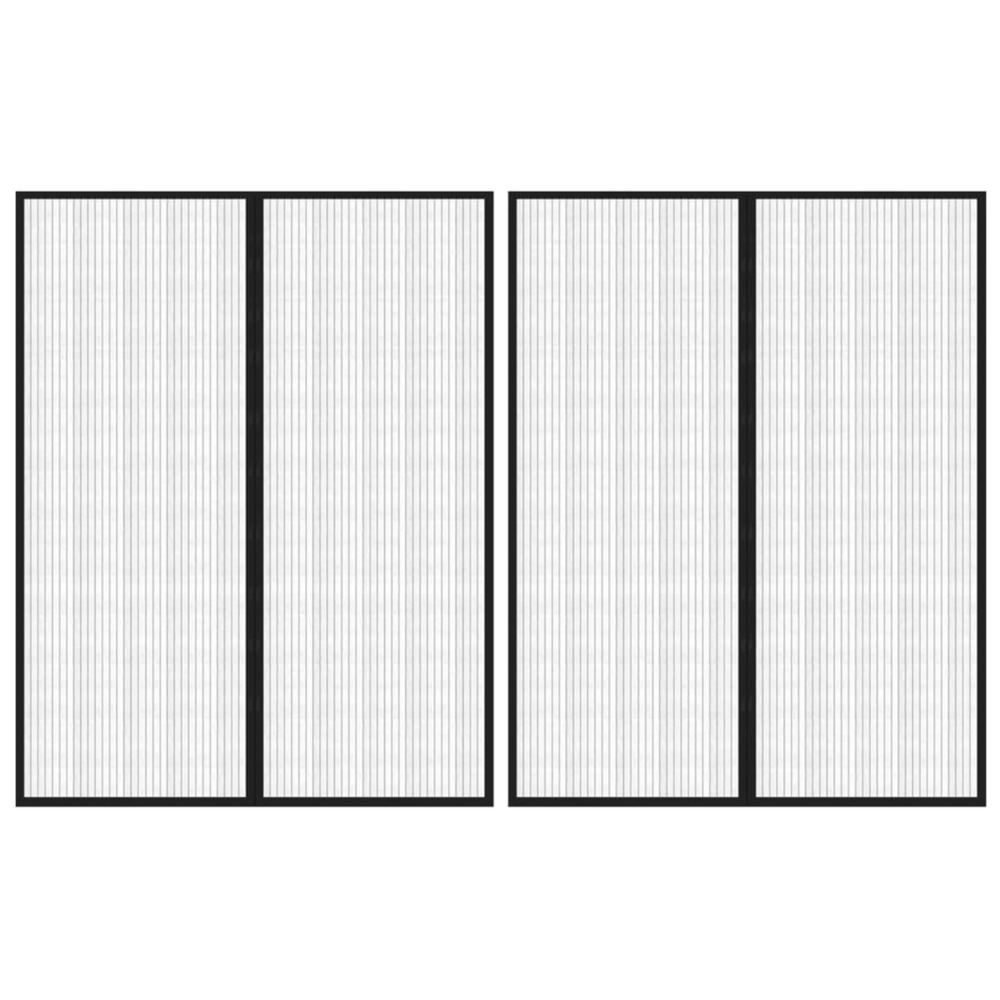 Rideaux de porte anti-insectes 2 pcs et aimants noir 230x160 cm