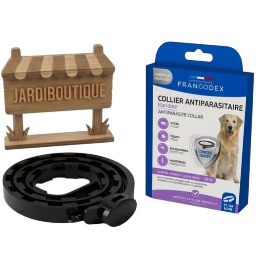 Collier antiparasitaire à l'icaridine francodex 70 cm - noir pour grand plu